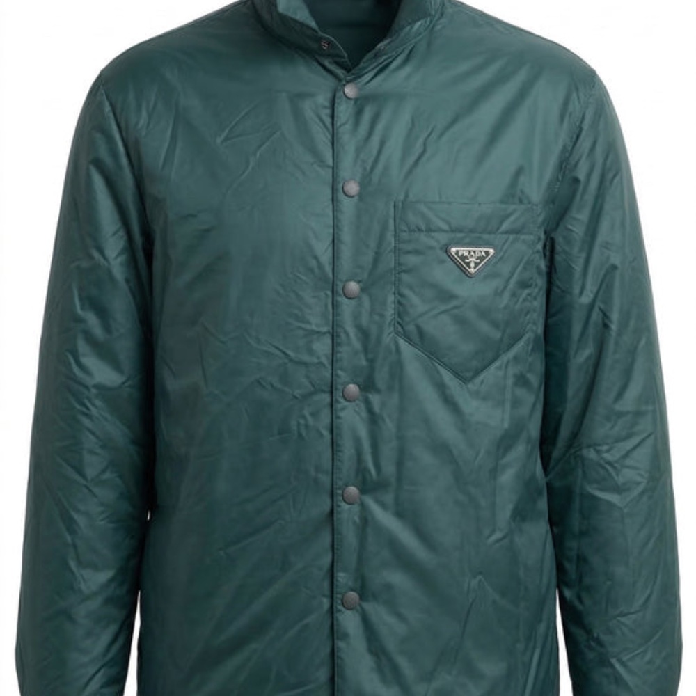 Prada Men's Logo Nylon Jacket Forest Green